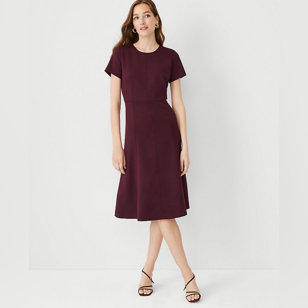 Purple Ann Taylor midi flare dress